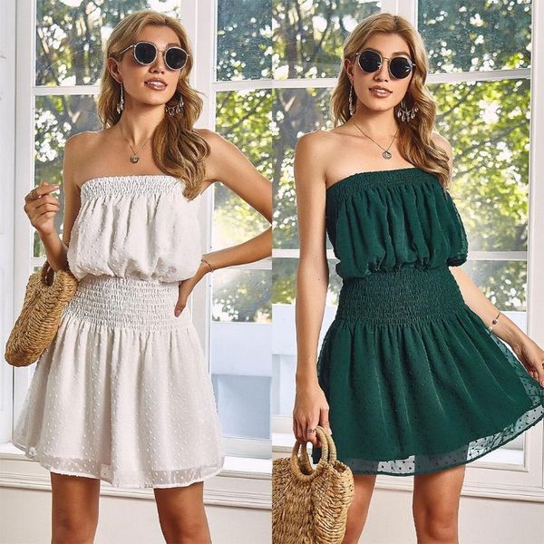 womens summer strapless off shoulder smocked midi dress swiss dot print elastic waist ruffle swing beach sundress casual dresses, Black;gray
womens summer strapless off shoulder smocked midi dress swiss dot print elastic waist ruffle swing beach sundress casual dresses, Black;gray
