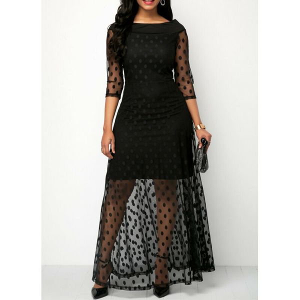 casual dresses fashion women ladies solid mesh patchwork long sleeve dot fit and flare party club wear ankle length qxka, Black;gray
casual dresses fashion women ladies solid mesh patchwork long sleeve dot fit and flare party club wear ankle length qxka, Black;gray