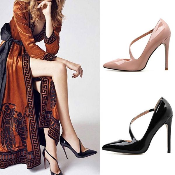 dress shoes fashion the high heels diagonal loop thin pointed elastic band shallow 11cm party quality, Black
dress shoes fashion the high heels diagonal loop thin pointed elastic band shallow 11cm party quality, Black