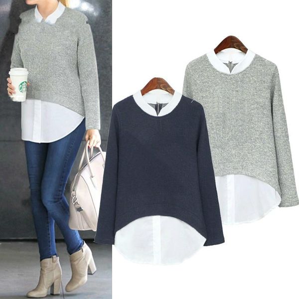 women's blouses & shirts autumn women casual long sleeve blouse patchwork fake two pieces plus size 5xl shirt blusas, White
women's blouses & shirts autumn women casual long sleeve blouse patchwork fake two pieces plus size 5xl shirt blusas, White