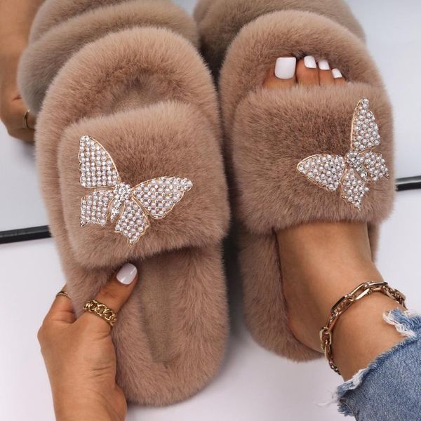 slippers fluffy indoor butterfly faux fur slides women flat flip flops platform sandals pearl for home luxury shoes, Black
slippers fluffy indoor butterfly faux fur slides women flat flip flops platform sandals pearl for home luxury shoes, Black