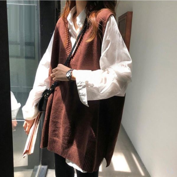 women's vests women knitted sweater sleeveless loose vest ladies v-neck pullovers teenager girls waistcoat female outerwear, Black;white
women's vests women knitted sweater sleeveless loose vest ladies v-neck pullovers teenager girls waistcoat female outerwear, Black;white