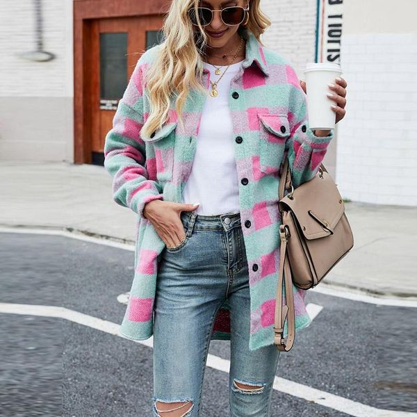 women's jackets 2021 autumn winter fashion single-breasted lapel cardigan women elegant plaid warm long sleeve casual loose outwear, Black;brown
women's jackets 2021 autumn winter fashion single-breasted lapel cardigan women elegant plaid warm long sleeve casual loose outwear, Black;brown