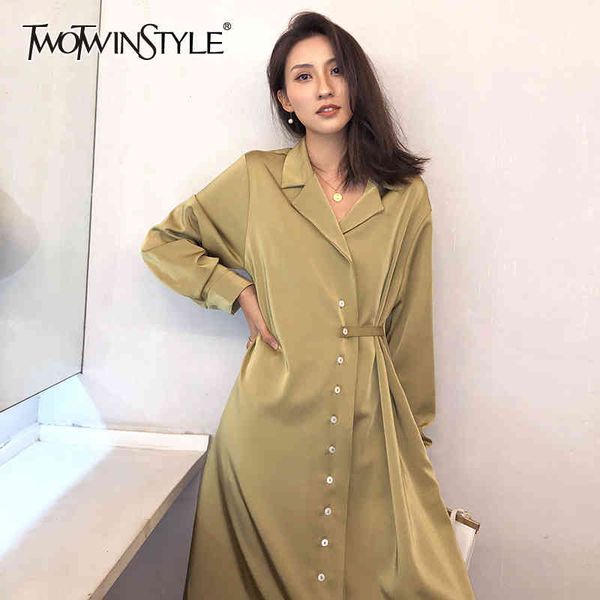 twotwinstyle vintage minimalist shirt dress for women lapel long sleeve casual loose dresses female spring fashion new clothes 210428, Black;gray
twotwinstyle vintage minimalist shirt dress for women lapel long sleeve casual loose dresses female spring fashion new clothes 210428, Black;gray
