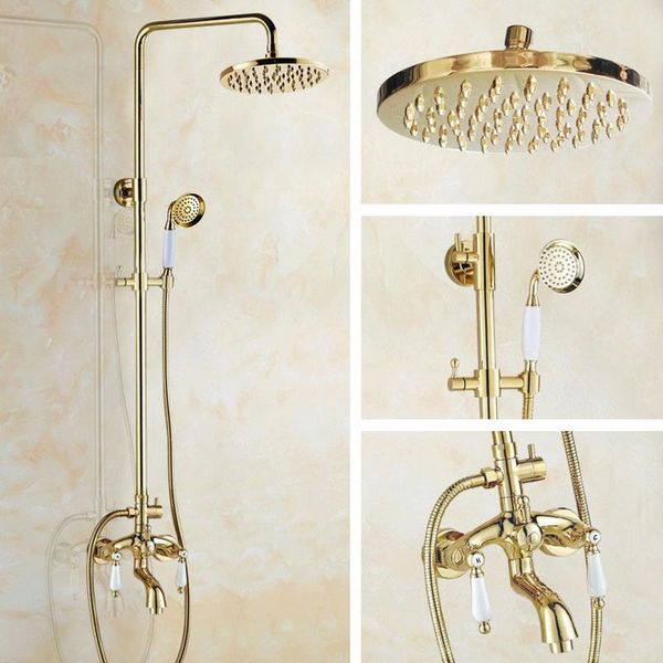 luxury gold color brass wall mounted rainfall bathroom rain shower faucet set double ceramics handles bath tub mixer tap agf432 sets
luxury gold color brass wall mounted rainfall bathroom rain shower faucet set double ceramics handles bath tub mixer tap agf432 sets
