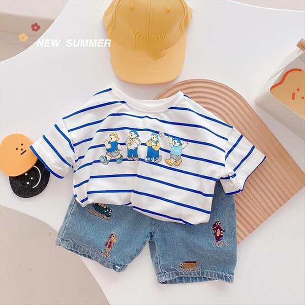 summer kids suit striped t shirt and embroidery dinosaur shorts 2pcs casual boys set korean children clothes, White
summer kids suit striped t shirt and embroidery dinosaur shorts 2pcs casual boys set korean children clothes, White