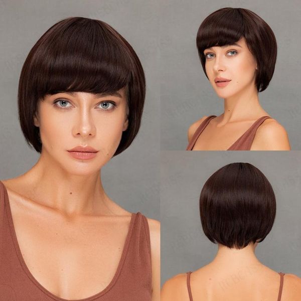 synthetic wigs rebcass natural dark brown straight short hair cosplay party women girls with bangs heat resistant fibre, Black
synthetic wigs rebcass natural dark brown straight short hair cosplay party women girls with bangs heat resistant fibre, Black