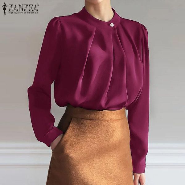 women's blouses & shirts zanzea autumn elegant long sleeve pleated solid blouse stylish ol satin shirt women work blusas casual tunic, White
women's blouses & shirts zanzea autumn elegant long sleeve pleated solid blouse stylish ol satin shirt women work blusas casual tunic, White