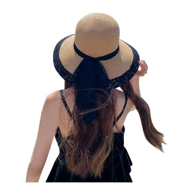 wide brim hats panama ribbon lace straw hat women bow beach style summer fisherman female male sunhat lady, Blue;gray
wide brim hats panama ribbon lace straw hat women bow beach style summer fisherman female male sunhat lady, Blue;gray