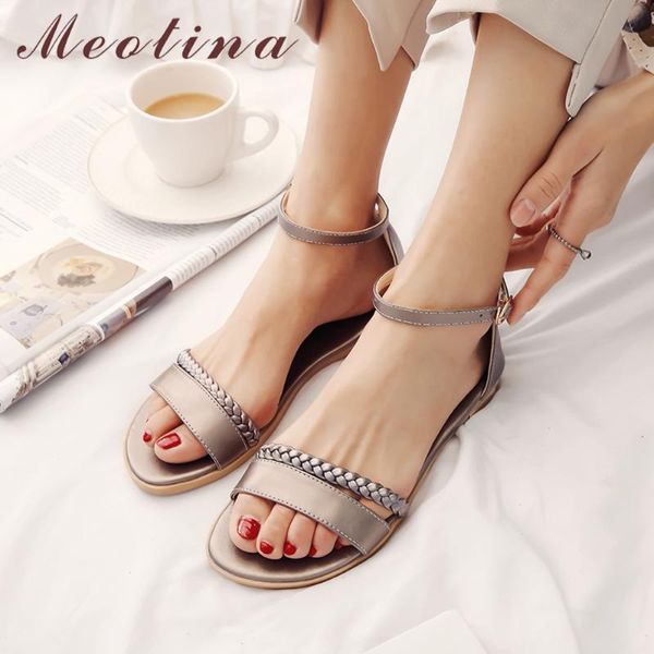 meotina summer sandals women shoes natural genuine leather buckle flat open toe ankle strap ladies plus size 3-12, Black
meotina summer sandals women shoes natural genuine leather buckle flat open toe ankle strap ladies plus size 3-12, Black