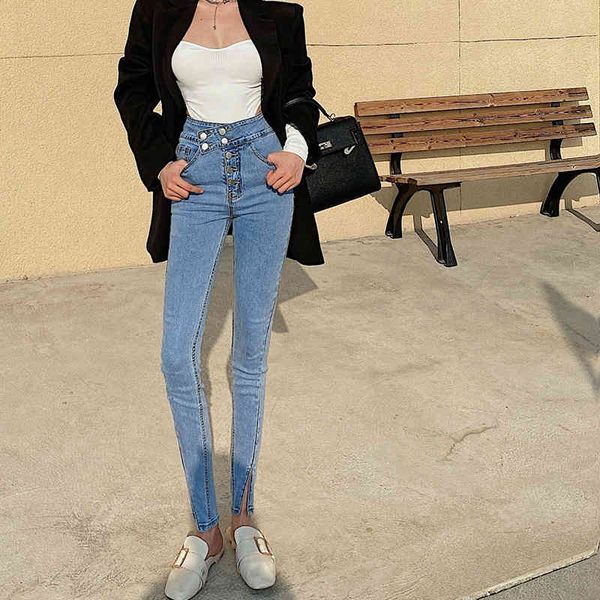mozuleva 2021 high waist skinny stretch women's brim split sleeve pencil female jeans streetwear denim pants, Blue
mozuleva 2021 high waist skinny stretch women's brim split sleeve pencil female jeans streetwear denim pants, Blue
