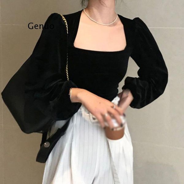 blouse women corduroy velvet retro square collar shirt bubble sleeve blusas women's t-shirt, White
blouse women corduroy velvet retro square collar shirt bubble sleeve blusas women's t-shirt, White