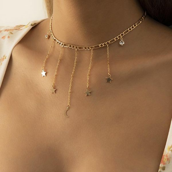 chokers vintage long tassel star crystal clavicle chain necklace for women simple temperament hollow pendant necklaces jewelry gifts, Golden;silver
chokers vintage long tassel star crystal clavicle chain necklace for women simple temperament hollow pendant necklaces jewelry gifts, Golden;silver