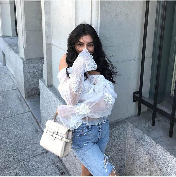 women's blouses & shirts 2021 est arrival fashionable womens mesh sheer floral embroidered see-through crop blouse for summer, White
women's blouses & shirts 2021 est arrival fashionable womens mesh sheer floral embroidered see-through crop blouse for summer, White