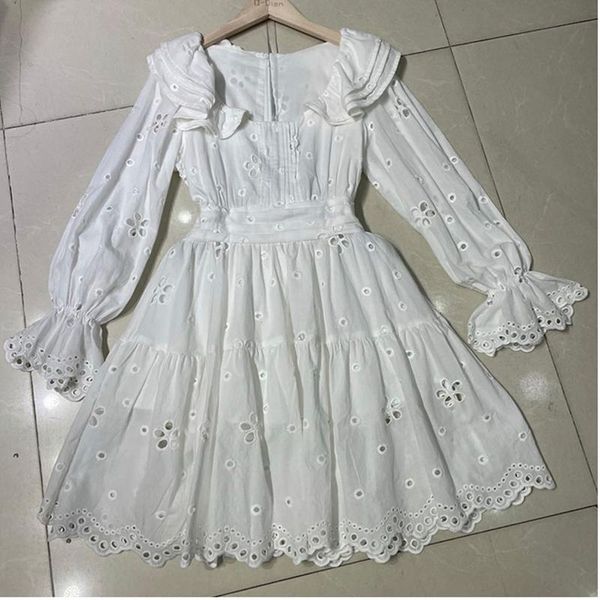 casual dresses 2021 fashion designer autumn dress women white black ruffles hollow out embroidery long sleeve vintage, Black;gray
casual dresses 2021 fashion designer autumn dress women white black ruffles hollow out embroidery long sleeve vintage, Black;gray