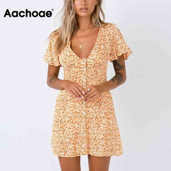 aachoae summer floral print vintage mini dress women deep v neck boho beach dresses female short sleeve casual button dress 210413, Black;gray
aachoae summer floral print vintage mini dress women deep v neck boho beach dresses female short sleeve casual button dress 210413, Black;gray
