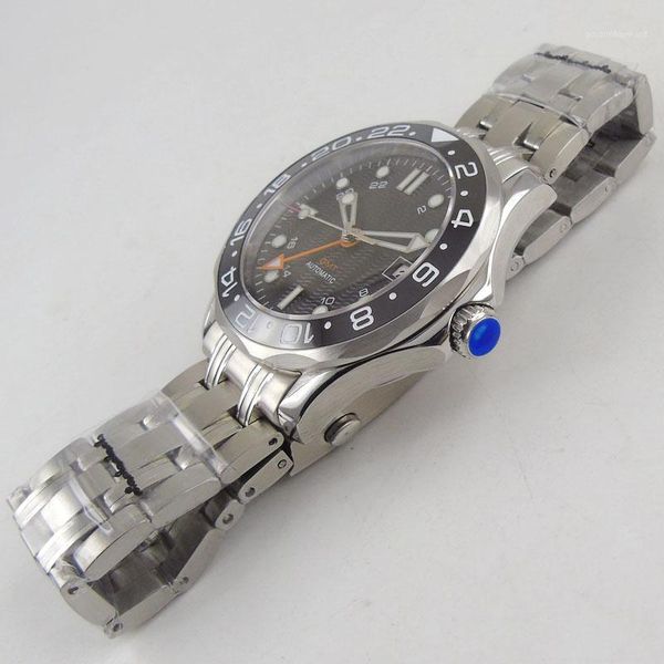 wristwatches 41mm self winding men's watch automatic gmt movement sapphire glass black steel strap date window, Slivery;brown
wristwatches 41mm self winding men's watch automatic gmt movement sapphire glass black steel strap date window, Slivery;brown