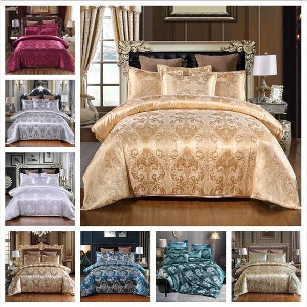 luxury silver gold silk satin jacquard duvet cover bedding set twin king full size embroidery quilt pillowcase sets
luxury silver gold silk satin jacquard duvet cover bedding set twin king full size embroidery quilt pillowcase sets