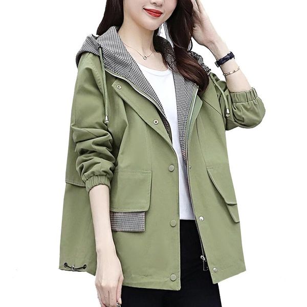 women's trench coats ladies short coat outerwear spring autumn fashion mother hooded windbreaker loose plus size fake two cotton jacket, Tan;black
women's trench coats ladies short coat outerwear spring autumn fashion mother hooded windbreaker loose plus size fake two cotton jacket, Tan;black