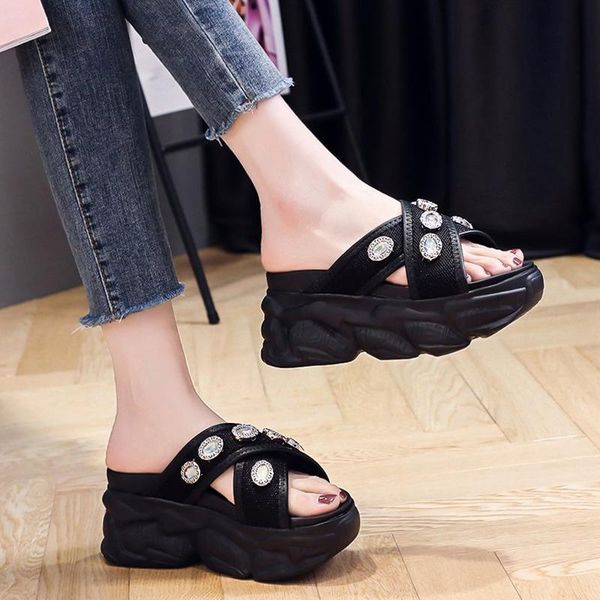 slippers open toe rhinestones chunky sandals colorful diamond wedge women 2021 summer cross strap platform slides woman, Black
slippers open toe rhinestones chunky sandals colorful diamond wedge women 2021 summer cross strap platform slides woman, Black