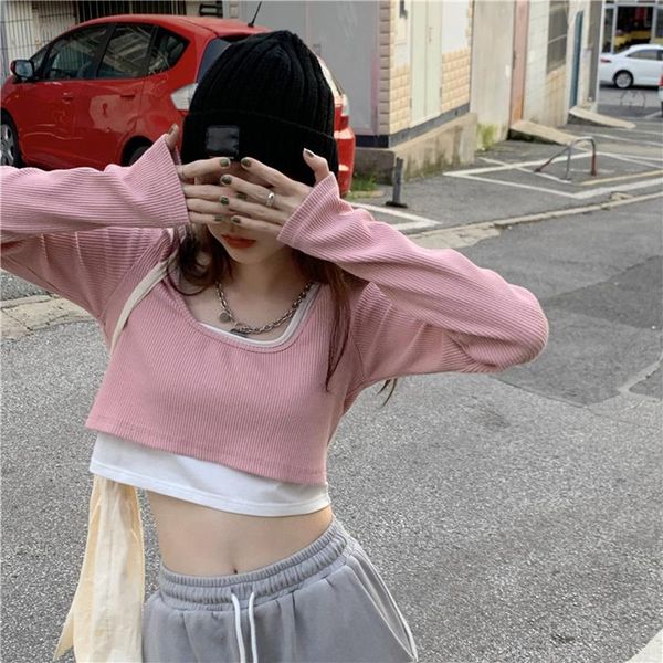 women's t-shirt autumn long sleeve women t shirts slim tunics fake two fashion open shoulder crop harajuku casual hip hop streetwear sp, White
women's t-shirt autumn long sleeve women t shirts slim tunics fake two fashion open shoulder crop harajuku casual hip hop streetwear sp, White