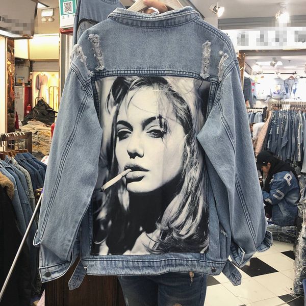 women's jackets spring new holes patch denim jacket female student loose vintage jean girls basic coats 8qpd, Black;brown
women's jackets spring new holes patch denim jacket female student loose vintage jean girls basic coats 8qpd, Black;brown