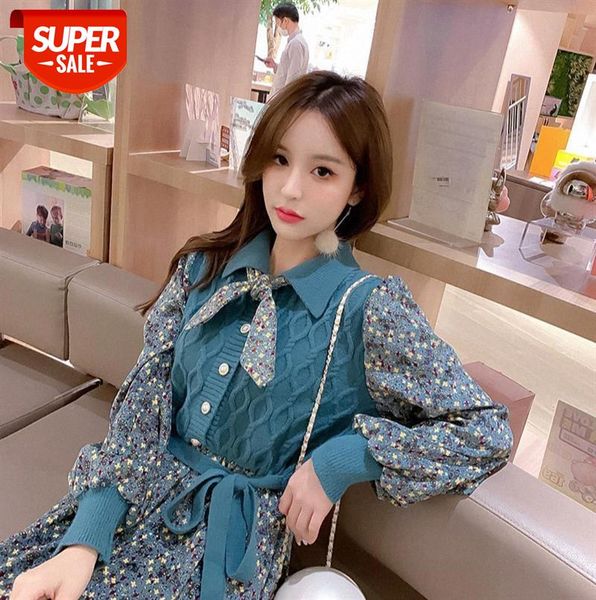 european station french super fairy temperament is thin knitting and receiving waist long-sleeved floral dress #cf6j, Black;gray
european station french super fairy temperament is thin knitting and receiving waist long-sleeved floral dress #cf6j, Black;gray