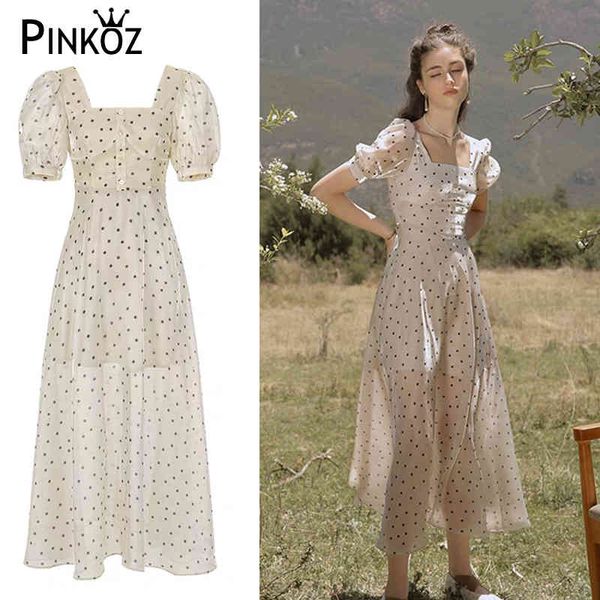 vintage polka dot chiffon elegant summer dress women square collar a line fashion designer female es retro 210421, Black;gray
vintage polka dot chiffon elegant summer dress women square collar a line fashion designer female es retro 210421, Black;gray