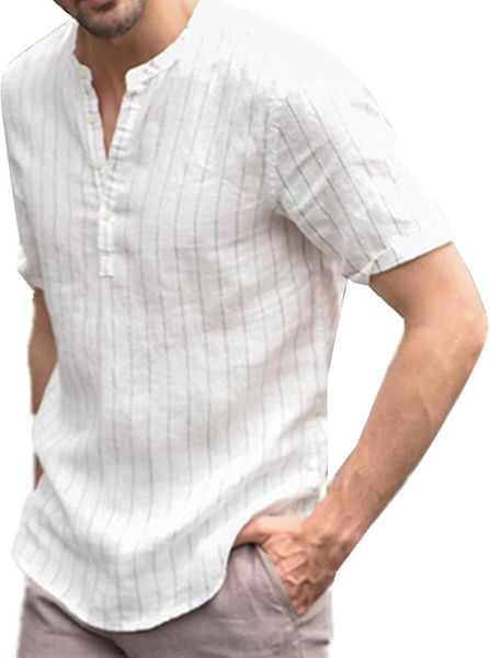 men's casual shirts cotton and linen shirt fashion henley neck short sleeve -3xl, White;black
men's casual shirts cotton and linen shirt fashion henley neck short sleeve -3xl, White;black