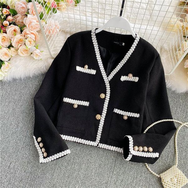 women's jackets autumn winter coat women korean vintage tweed jacket small fragrance patchwork elegant short woolen outwear, Black;brown
women's jackets autumn winter coat women korean vintage tweed jacket small fragrance patchwork elegant short woolen outwear, Black;brown