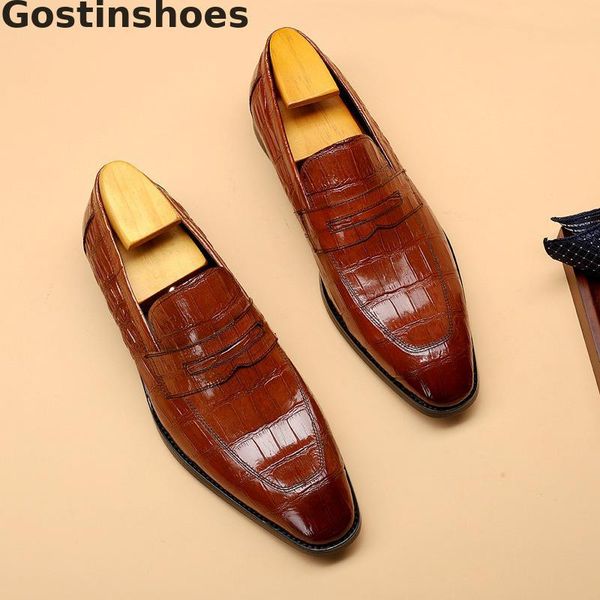 dress shoes men genuine leather black brown oxfords slip-on pointed toe crocodile pattern printed
dress shoes men genuine leather black brown oxfords slip-on pointed toe crocodile pattern printed