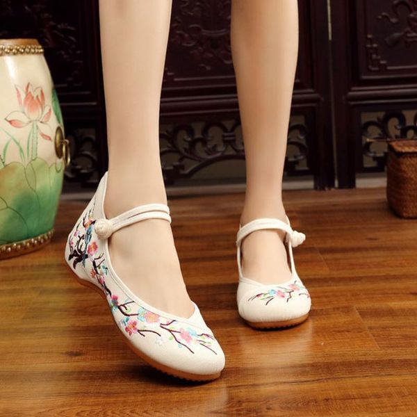 dress shoes chinese ethnic hanfu embroidered women's plus thick hard-wearing & anti-skid cow muscle bottom buckle women female, Black