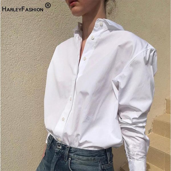 women's blouses & shirts harleyfashion spring summer classic design women oversize cotton loose shirt all-match quality casual brief, White
women's blouses & shirts harleyfashion spring summer classic design women oversize cotton loose shirt all-match quality casual brief, White