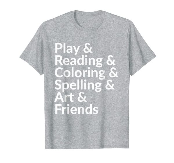 elementary student play reading coloring spelling art t-shirt, White;black 
elementary student play reading coloring spelling art t-shirt, White;black
