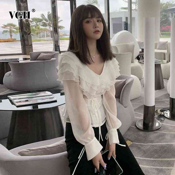vgh white elegant shirt for women v neck lantern long sleeve lace up bowknot casual blouses female spring fashion style new 210421
vgh white elegant shirt for women v neck lantern long sleeve lace up bowknot casual blouses female spring fashion style new 210421