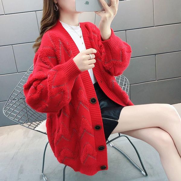 women's knits & tees 2021 spring and autumn sweater cardigan korean version loose thickened knitted coat 1327, White
women's knits & tees 2021 spring and autumn sweater cardigan korean version loose thickened knitted coat 1327, White