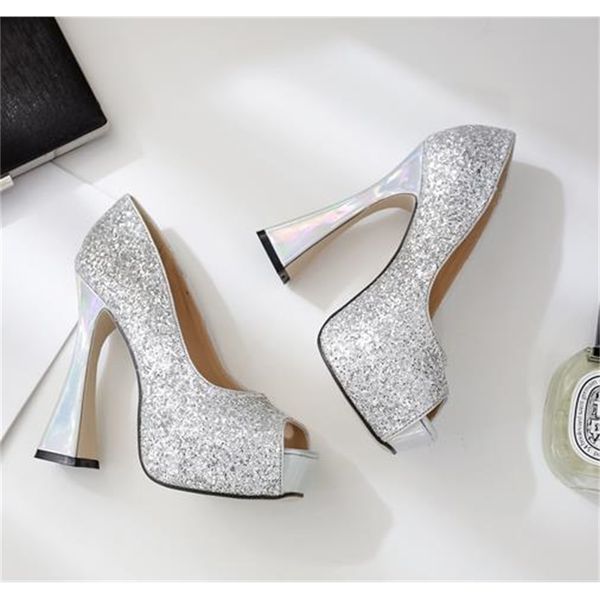 sparkly sequined gold peep toe spool heel sier wedding luxury women designer bridal shoes size 35 to 41, Black
sparkly sequined gold peep toe spool heel sier wedding luxury women designer bridal shoes size 35 to 41, Black