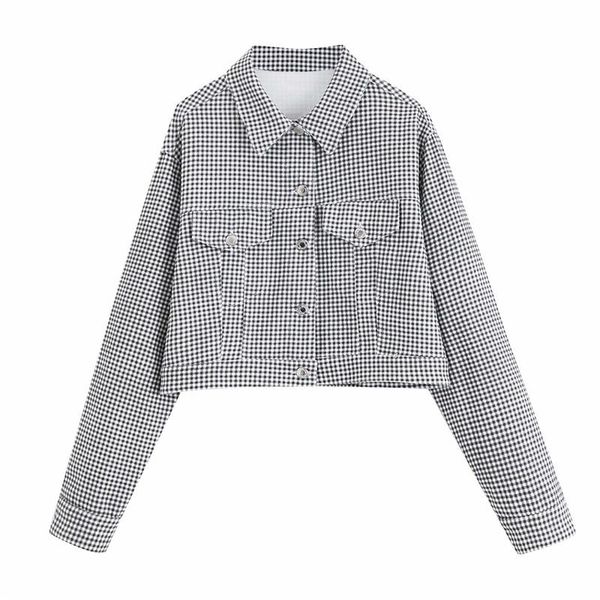 women's jackets evfer autumn fashion double pockets gray plaid short female elegant long sleeve turn-down collar denim outwear chic, Black;brown
women's jackets evfer autumn fashion double pockets gray plaid short female elegant long sleeve turn-down collar denim outwear chic, Black;brown