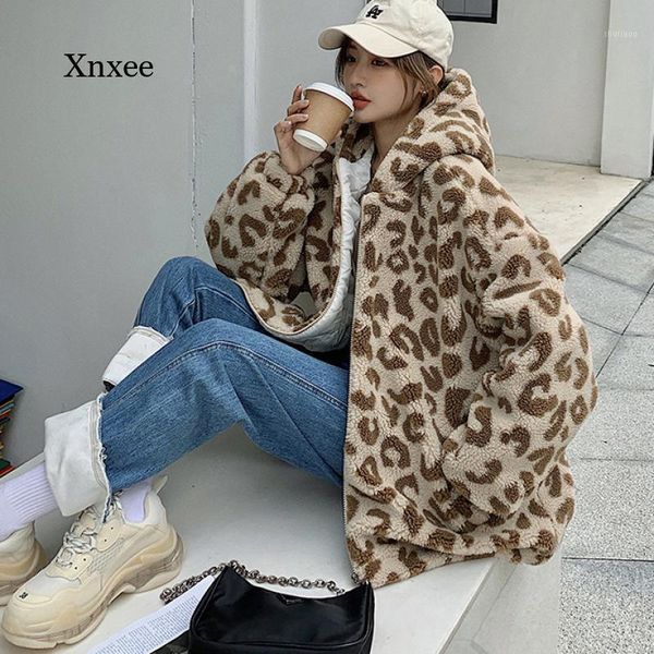 women's wool & blends leopard coat hoodie autumn winter ins lamb all-match thick padded jacket loose overcoat women streetwear clothing, Black
women's wool & blends leopard coat hoodie autumn winter ins lamb all-match thick padded jacket loose overcoat women streetwear clothing, Black