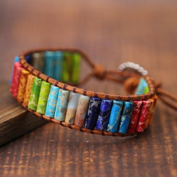 tennis diezi handmade 7 chakra leather bracelet jewelry multi color natural stone tube beads wrap gift drop, Golden;silver
tennis diezi handmade 7 chakra leather bracelet jewelry multi color natural stone tube beads wrap gift drop, Golden;silver