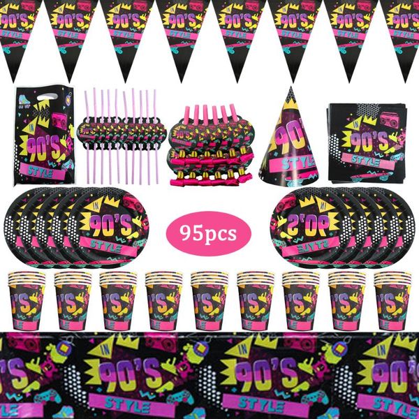 disposable dinnerware 95pcs hip hop the 90's style birthday party decorations retro disco music tableware set cup plate baby shower sup
disposable dinnerware 95pcs hip hop the 90's style birthday party decorations retro disco music tableware set cup plate baby shower sup