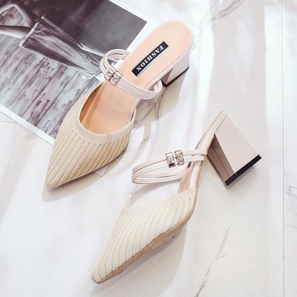 dress shoes women's sandals hight heel ladies fashion solid square mesh slip on causal slipper summer for women, Black
dress shoes women's sandals hight heel ladies fashion solid square mesh slip on causal slipper summer for women, Black
