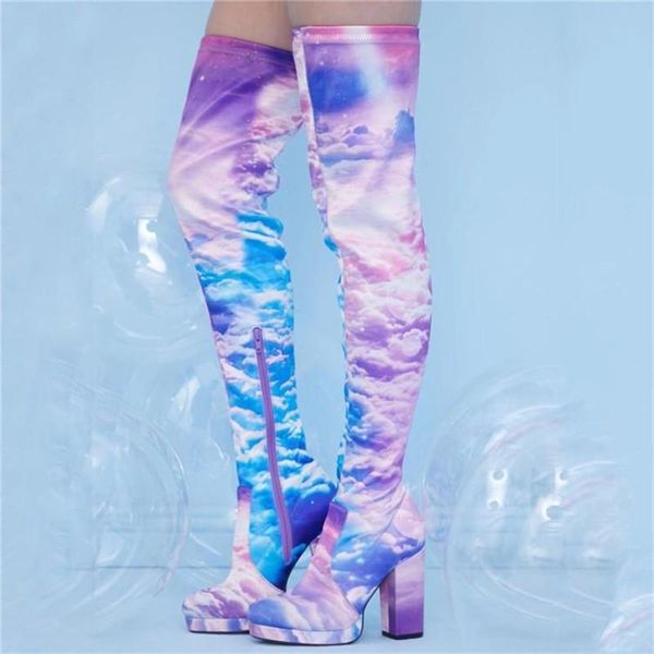 womens flower fashion prints over the knee boots winter high chunky heel party shoes stretch round toe platform thigh, Black
womens flower fashion prints over the knee boots winter high chunky heel party shoes stretch round toe platform thigh, Black