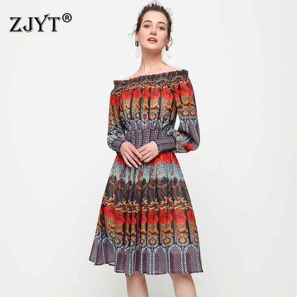 runway fashion summer women vintage chiffon dress elegant designers slash neck print robe femme holiday vestidos 210601, Black;gray
runway fashion summer women vintage chiffon dress elegant designers slash neck print robe femme holiday vestidos 210601, Black;gray