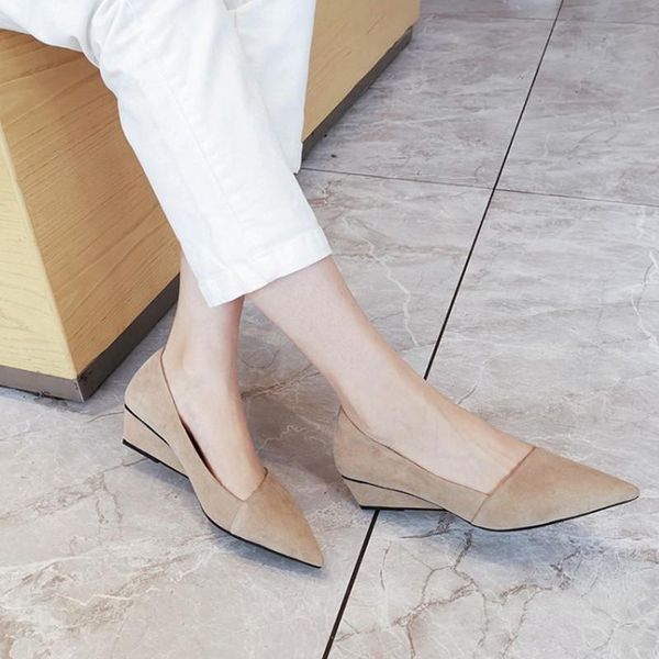 dress shoes pointed toe wedge for women high heels suede leather slip on pumps elegant office, Black
dress shoes pointed toe wedge for women high heels suede leather slip on pumps elegant office, Black