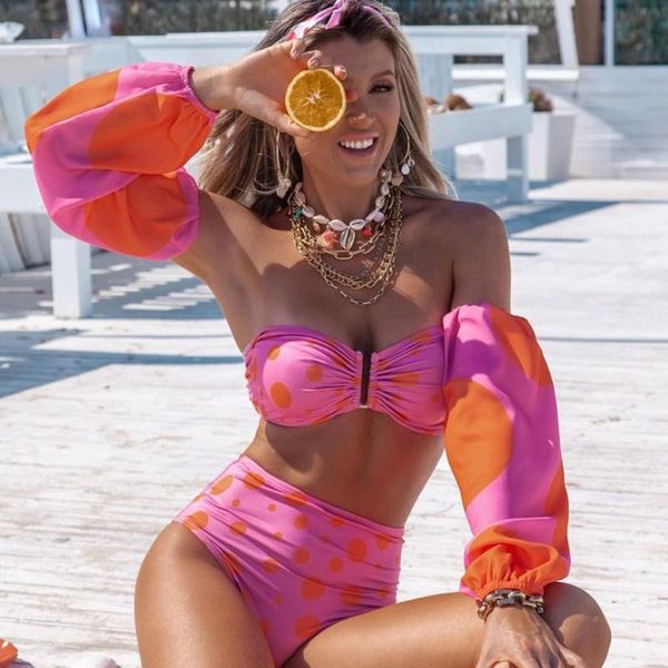 women's swimwear bikinis set women strapless bra and high waist panties fashion dot print elegant beach wear two piece swimsuit, White;black 
women's swimwear bikinis set women strapless bra and high waist panties fashion dot print elegant beach wear two piece swimsuit, White;black