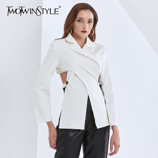 hollow out blazer for women notched collar long sleeve cross backless designer coats female fall clothing 210524, White;black
hollow out blazer for women notched collar long sleeve cross backless designer coats female fall clothing 210524, White;black