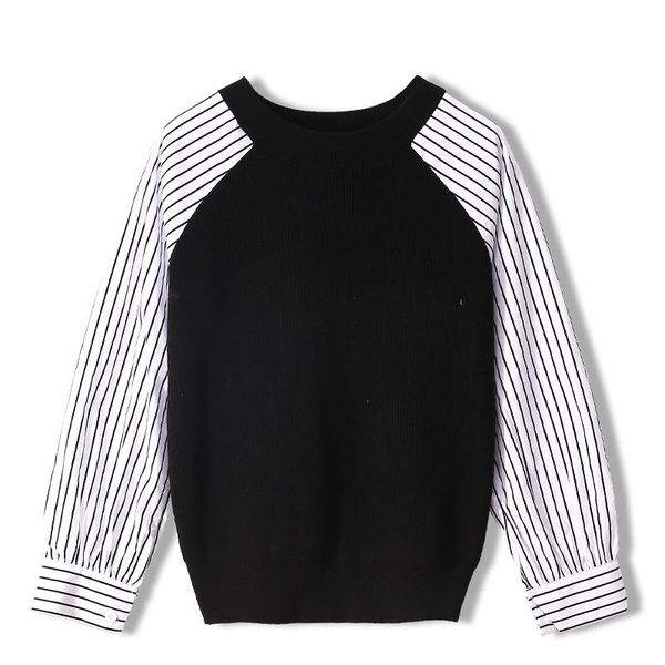 women's sweaters spring autumn women stripe contrast patchwork long sleeve o-neck knitted pullover casual knit sweater femmes, White;black
women's sweaters spring autumn women stripe contrast patchwork long sleeve o-neck knitted pullover casual knit sweater femmes, White;black