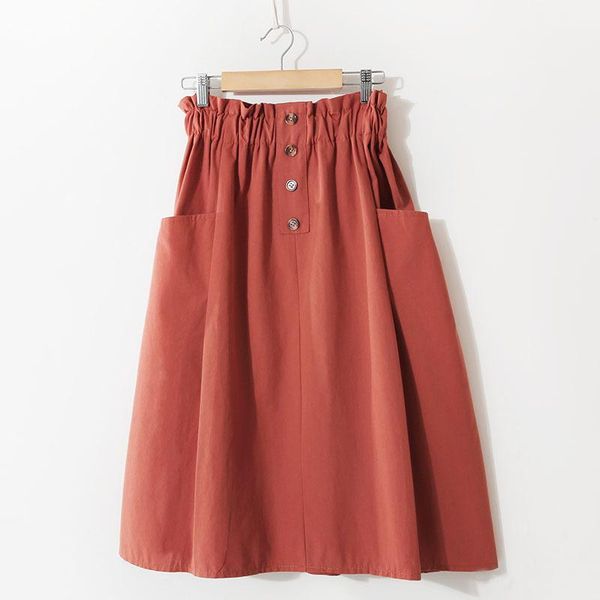 skirts high waist solid color mid-length skirt college style double pocket button literary a-line, Black
skirts high waist solid color mid-length skirt college style double pocket button literary a-line, Black