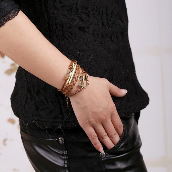 charm bracelets vintage style design brown leather woven bracelet diy custom anchor and bangle woman man holiday gift, Golden;silver
charm bracelets vintage style design brown leather woven bracelet diy custom anchor and bangle woman man holiday gift, Golden;silver